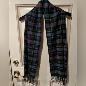 Lands' End Multicolor Tartan Scarf with Fringe